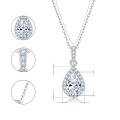 wholesale S925 sterling silver plated with 18K gold 1-carat pear-cut moissanite necklace for women, fashionable and versatile moissanite necklace-0-5