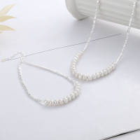 wholesale S925 Sterling Silver Korean Style Pearl Accent Minimalist Ins Aesthetic Bracelet Necklace Set-YFL496/Bracelet about 4.8 grams 925 silver
