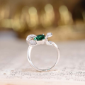 wholesale S925 silver plated with 18k gold, lab-created Zambian color emerald oval 7*9mm high-end jewelry closed ring-0-3