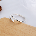 wholesale S925 Sterling Silver Korean Style Ins Minimalist Twist English "Luck" Versatile Open Ring-0-1