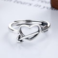 wholesale S925 Sterling Silver Ins Style Personalized Cupid Heart Ring, Korean Minimalist Simple Temperament Aloof Adjustable Ring-0-1