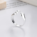 wholesale S925 Sterling Silver Geometric Asymmetrical Heart Shape Adjustable Stacking Ring-0-0