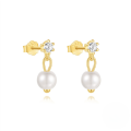 wholesale S925 sterling silver with zircon, pearl, and planet design earrings, trendy in-0-8