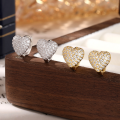 wholesale Metal Material: 925 Sterling Silver Heart-shaped Love Earrings with Zirconia Inlaid, Ins Style Ear Studs for Women, Valentine's Day Gift-0-1