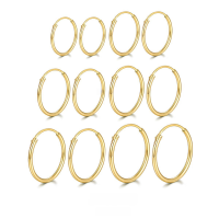 wholesale 925 Sterling Silver Plain Circle Earrings for Women, Round Hoop Stud Ear Clasps, Minimalist High-End Sense Ear Wholesale Cross-Border Hot Selling-Platinum Outer diameter 14mm, inner diameter 12mm