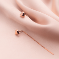 wholesale S925 silver sweet heart ear thread women's elegant curved line small heart-shaped long earring G6000-0-1