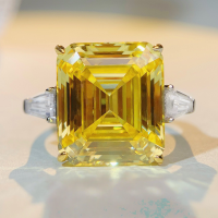 wholesale S925 Sterling Silver 28ct Zircon Stone Ring for Women 14X16-Yellow Diamond-CBJZ115 8