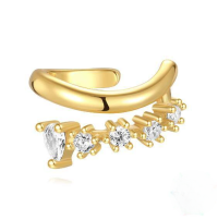 wholesale S925 Sterling Silver Lucky Clover Octagram Zircon Ear Cuffs, Korean Style Minimalist Design-Single gold #3&gt;925 silver