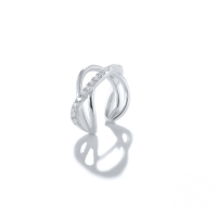 wholesale S925 Sterling Silver Minimalist Line Crossover Zircon Accent French Sin Ear Cuff Earrings-Single platinum