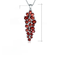 wholesale 925 Silver Natural Gemstone Pendant with Design Sense, Grape Cluster Style Garnet Crystal Necklace-0-0
