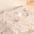 wholesale S925 Sterling Silver Mobius Freshwater Pearl Ring Women, Minimalist Small Niche Design Korean Style Adjustable Open Ring Hand Jewelry-0-0