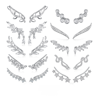 wholesale S925 Sterling Silver Marquise Cut Leaf-Shaped Zircon Ear Hook Ins Luxury Cross-Border Earrings-White Gold-Ear Hook-2445>925 Silver