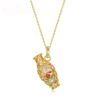 wholesale S925 Gold-Plated Silver New Japanese Retro Hollow Pendant Choker Necklace, Niche Accessories Wholesale-10K gold + swimming paint (pendant does not include chain)  925 silver