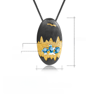 wholesale S925 Sterling Silver Designer High-end Gemstone Pendant with Landscape Pattern, Natural Topaz Necklace Pendant-Natural colored gemstone pendant (including silver chain)