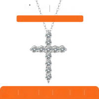wholesale 925 Sterling Silver Moissanite Round Cut Cross Pendant Necklace for Women, Hot Sale on eBay-Platinum (with certificate)  925 silver