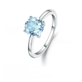 wholesale S925 Sterling Silver Versatile Natural Blue Topaz Gemstone Ring, Fashionably Simple with Crystal Accents for an Elegant Look-0-9
