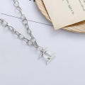 wholesale S925 Sterling Silver Korean Dongdaemun Thick Chain Letter C Back-to-Back Crossed Layered Creative Trendy Necklace-0-0
