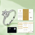 wholesale S925 Sterling Silver 1ct Round Moissanite Engagement Ring Super Sparkling-0-2