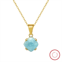 wholesale 14K gold and S925 sterling silver necklace with natural aquamarine and gemstone inlaid pendant, factory direct-14K gold>925 silver