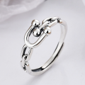 wholesale S925 Sterling Silver Korean-style Minimalist Fresh U-shaped Horseshoe Buckle Creative Couple Open Ring-0-0