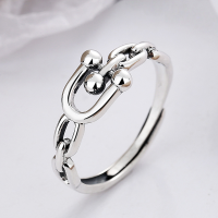 wholesale S925 Sterling Silver Korean-style Minimalist Fresh U-shaped Horseshoe Buckle Creative Couple Open Ring-YFJ529/approx. 2.4g 925 silver