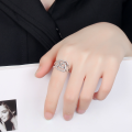 wholesale S925 double interlocking hearts ring, fashionable and trendy minimalist Korean-style ins vibe-0-3