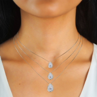 wholesale S925 Sterling Silver Minimalist Geometric Teardrop Moss Agate Pendant Choker Necklace Vintage Style Wholesale-Bright silver + swimming paint 925 silver