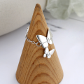 wholesale S925 Sterling Silver Korean-style Elegant Fairy Butterfly Chain Link Adjustable Luxury Ring-0-1
