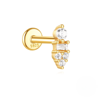 wholesale S925 Sterling Silver Exquisite Australian Opal Marquise Zircon Flat Spiral Cartilage Ear Stud Hot Sale Geometric Ear Jewelry-Single gold #10