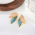 wholesale S925 Sterling Silver Minimalist Blue Leaf Earrings, Fresh, Gentle, Versatile, Ethereal, and Unique Ear Accessories-0-0