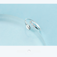 wholesale S925 Silver Nalan Women's Small FreshLeaf Open Ring Adjustable Ring Literary Ring J3786-S925 silver ring Adjustable opening