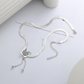 wholesale S925 Sterling Silver Korean Japanese Internet Celebrity Sweet and Edgy Style Snake Chain 3D Butterfly Pendant Tassel Choker Necklace-0-1