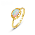 wholesale S925 Sterling Silver Japanese and Korean New Retro-style Minimalist Geometric Egg-shaped Synthetic Opal Ring for Wholesale-0-0