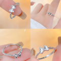 wholesale S925 Sterling Silver Sweet Crushed Ice Bow Ring for Women, Small and Exquisite Design, High-End Feel, Luxury Minimalist Open Band-0-0