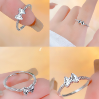 wholesale S925 Sterling Silver Sweet Crushed Ice Bow Ring for Women, Small and Exquisite Design, High-End Feel, Luxury Minimalist Open Band-Bowknot Crushed Ice Ring/approx. 1.64g&gt;JZ015984