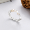 wholesale S925 Silver Irregular Broken Silver Spliced Pearl Fashion Ins Style Creative Design Elastic Ring-0-1