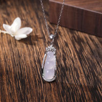 wholesale S925 Sterling Silver Yaxi Water Foam Jade Four Seasons Lucky Bean Necklace for Women, Original Design New Chinese Style Four Seasons Bean Collarbone Chain-Water Jade Bean Necklace / Approximately 4.17g DZ016001-2
