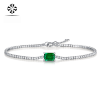 wholesale S925 Silver Hot-Selling Romane Chain Cultivated Emerald Simple Lady-like Gift Light Luxury High-End Bracelet-5*7 emerald bracelet 925 silver