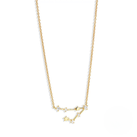 wholesale S925 Sterling Silver New Zodiac Star Pendant Necklace With Zircons, Trendy And Popular-Gold-Pisces 925 silver
