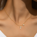 wholesale 925 Sterling Silver Exquisite Flower Cross Zircon Pendant Choker Necklace,ins-0-1