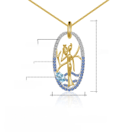 wholesale S925 Sterling Silver Shan Hai Jing Series Designer Blue Gemstone Pendant with Natural Topaz Necklace-Natural Swiss Blue Topaz Pendant (Including Silver Chain)
