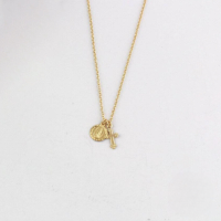 wholesale K925 Sterling Silver Gold-Plated Virgin Mary Pendant Cross Necklace-gold
