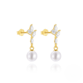 wholesale 925 Sterling Silver Metal With Marquise-cut Zircon And Pearl Earrings, Small Ins Style-0-6