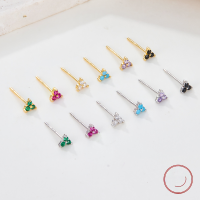 wholesale S925 Sterling Silver Wholesale Cross-Border Hot-Selling Earrings with Multi-Color Zirconia Three-Petal Flower Design Premium Earrings-Black Diamond Gold