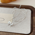 wholesale S925 Sterling Silver Bow Pendant Necklace for Women, Light Luxury Fashion Minimalist Collarbone Chain, New Daily Korean Trend-0-4