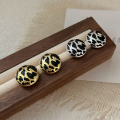 wholesale S925 Sterling Silver Korean-style Retro Drip Oil Leopard Print Round Earrings for Women, Fashionable New Trendy Ear Accessories-0-1