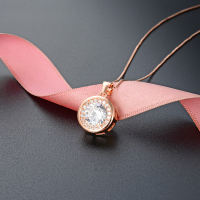 wholesale S925 Sterling Silver Rose Gold Plated Fashion Minimalist Geometric Circle Zircon Pendant Necklace for Women-Single Pendant - Without Chain 925 Silver