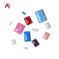 wholesale Metal material first, Amazon bestseller synthetic opal OPAL rectangular flat-bottom plain synthetic opal earring pendant setting with accent stones-#Minimum order of 50 pieces for a single color and size#&gt;4*6mm