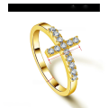 wholesale 18K Gold Plated 925 Sterling Silver Cross Moissanite Ring, New Cross-Border Fashion and Personalized Moissanite Jewelry for Foreign Trade Wholesale-0-6