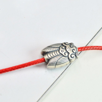 wholesale Metal material pure silver retro cicada bead DIY braided bracelet red rope spacer beads ethnic style accessories-Cicada antique accessories Single piece without rope